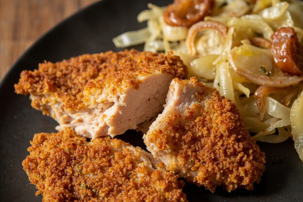 Котлеты из индейки с квашеной капустой и луком в аэрогриле