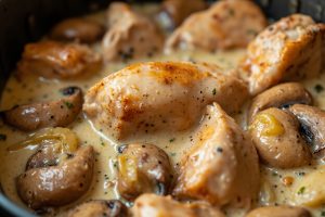 Курица с грибами и сливочным соусом в аэрогриле