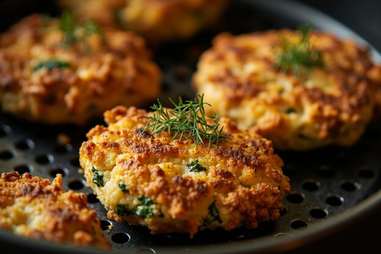 Рыбные котлеты с луком и укропом в аэрогриле