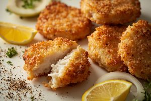 Рыбные котлеты с луком и лимоном в аэрогриле