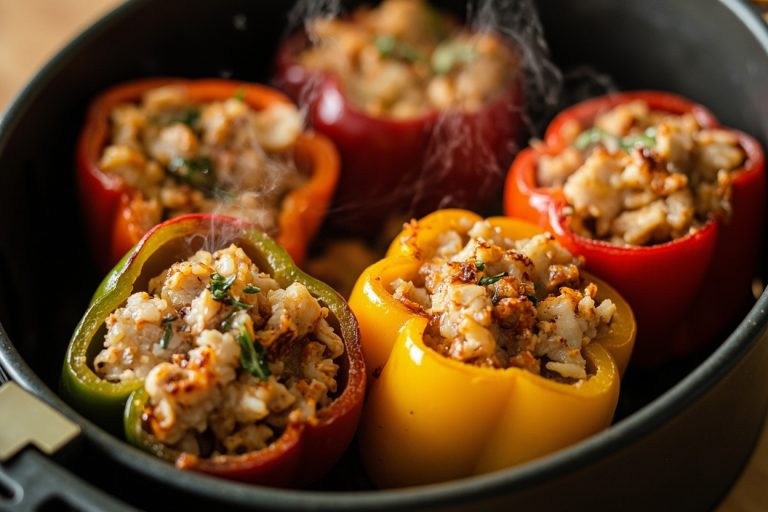 Запеченные перцы с курицей и рисом в аэрогриле
