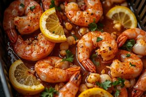 Креветки с лимоном и чесноком в аэрогриле