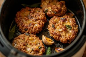 Котлеты из свинины с луком и шалфеем в аэрогриле