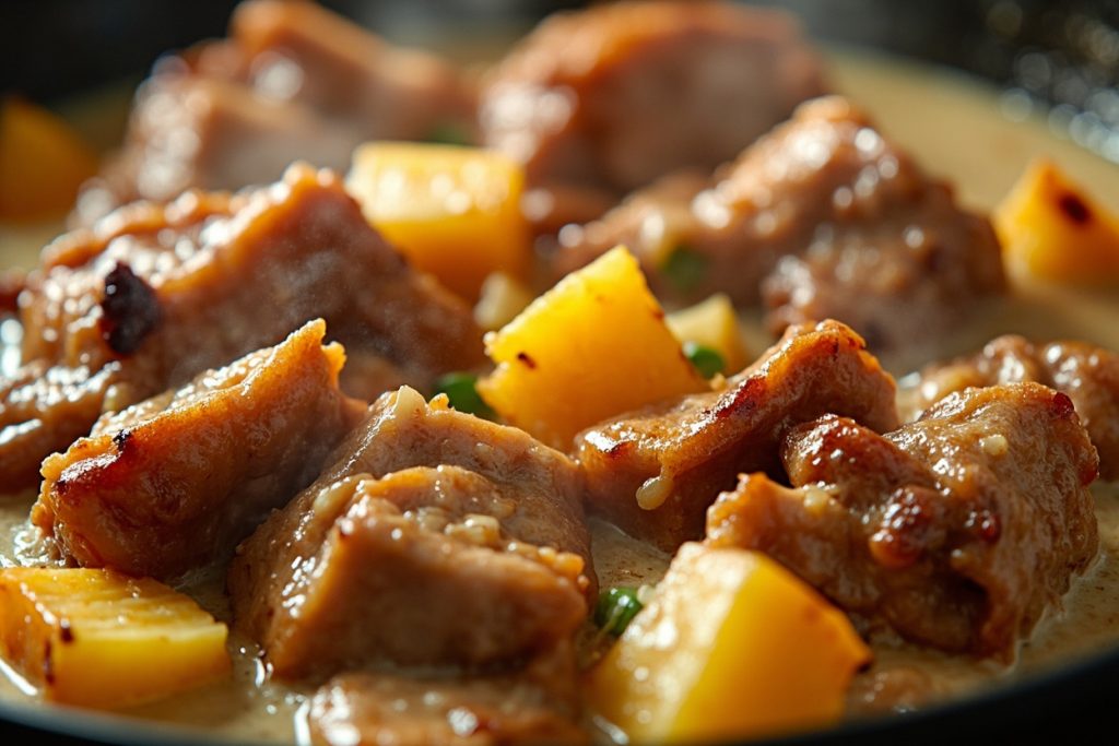 Свинина с ананасом и кокосовым молоком в аэрогриле