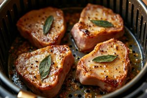 Свиные отбивные с яблочным уксусом и шалфеем в аэрогриле