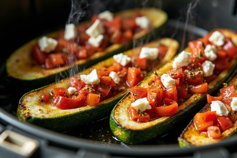 Запеченные кабачки с овощами и фетой в аэрогриле