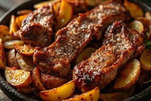 Свинина с картофелем и луком в аэрогриле