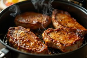 Свиные отбивные с яблочным соком и корицей в аэрогриле