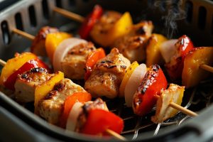 Куриные шашлыки с перцем и ананасовым соком в аэрогриле