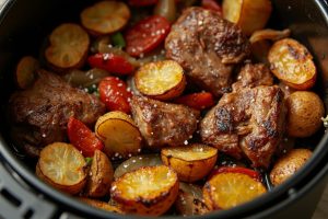 Свинина с картофелем и чесноком в аэрогриле