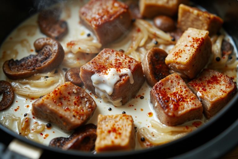 Телятина с грибами и сметаной в аэрогриле