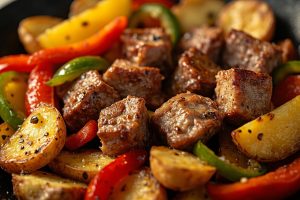 Свинина с картофелем и сладким перцем в аэрогриле