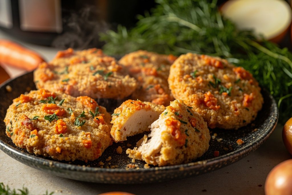 Куриные котлеты с морковью и укропом в аэрогриле