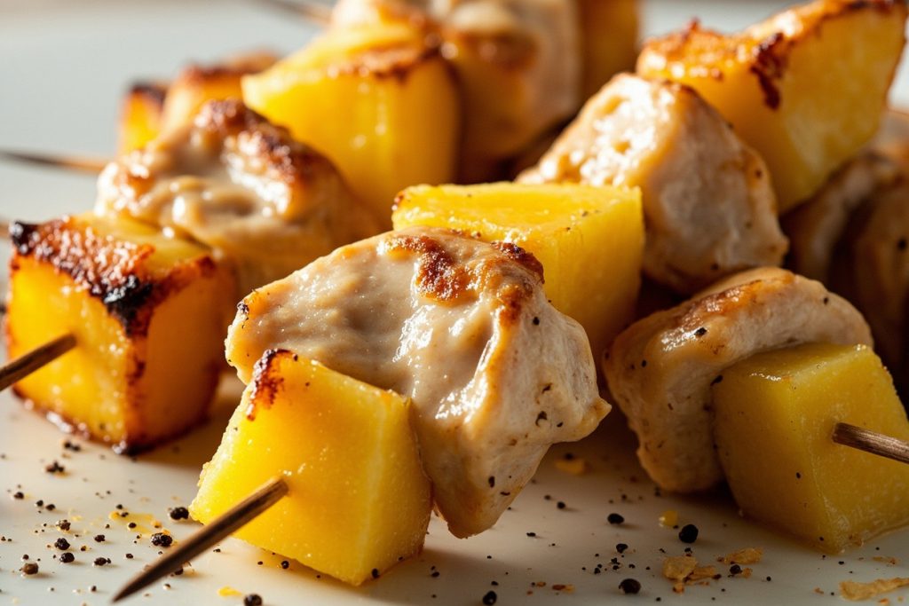 Куриные шашлыки с ананасом и кокосовым молоком в аэрогриле