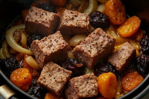 Телятина с черносливом и абрикосами в аэрогриле