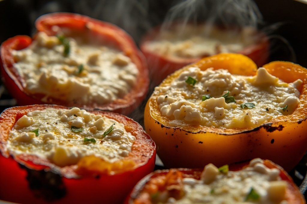 Запеченные перцы с сыром и орегано в аэрогриле