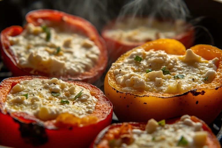 Запеченные перцы с сыром и орегано в аэрогриле