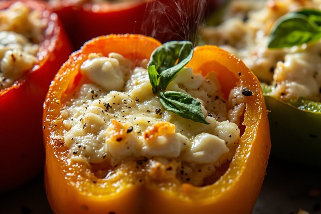 Запеченные перцы с сыром и чесноком в аэрогриле