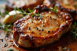 Свиные отбивные с яблочным уксусом и сахаром в аэрогриле