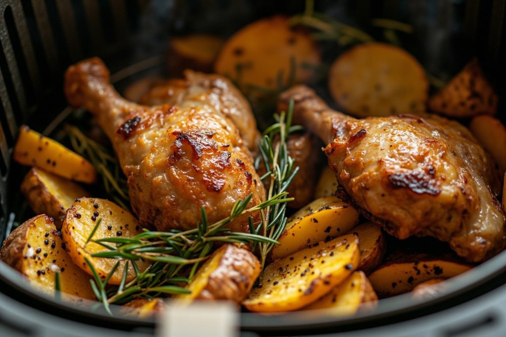 Куриные ножки с картофелем и розмарином в аэрогриле