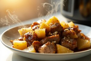 Свинина с ананасом и кокосовым соусом в аэрогриле