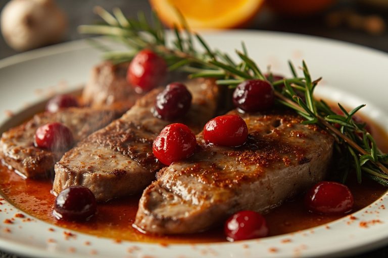 Свиные медальоны с клюквой и апельсиновым соком в аэрогриле