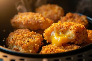 Куриные котлеты с сыром чеддер и луком в аэрогриле