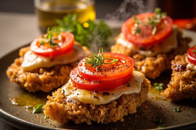 Куриные котлеты с сыром моцарелла и томатами в аэрогриле