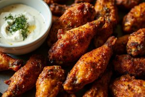 Куриные крылышки с соусом из йогурта и специй в аэрогриле