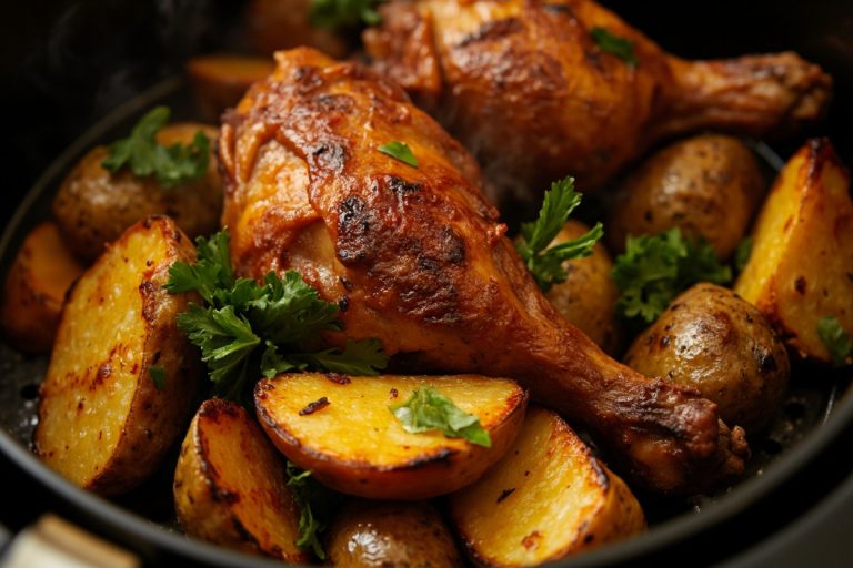 Куриные ножки с картофелем и петрушкой в аэрогриле