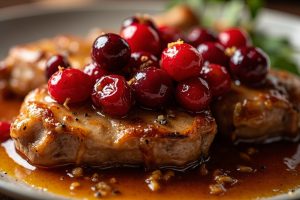 Свиные медальоны с клюквой и медом в аэрогриле