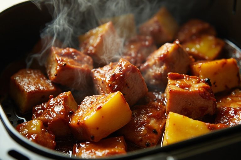 Свинина с ананасом и острым соусом в аэрогриле
