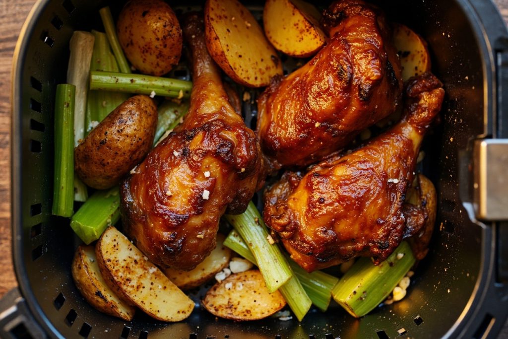 Куриные ножки с картофелем и сельдереем в аэрогриле
