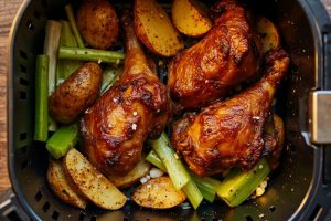 Куриные ножки с картофелем и сельдереем в аэрогриле