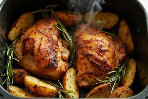 Куриные бедра с картофелем и розмарином в аэрогриле